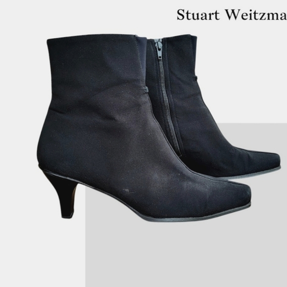 Stuart Weitzman Kitten Juniper Short Black Gortex Knit Ankle Boot Shoe Women 8 - Picture 4 of 14